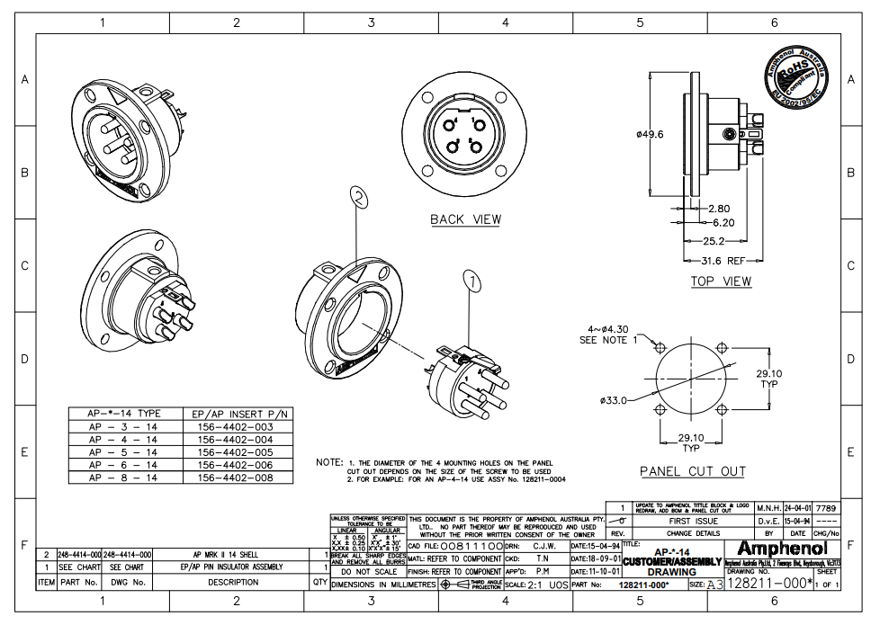 Amphenol AP-6-14 по цене 960 ₽
