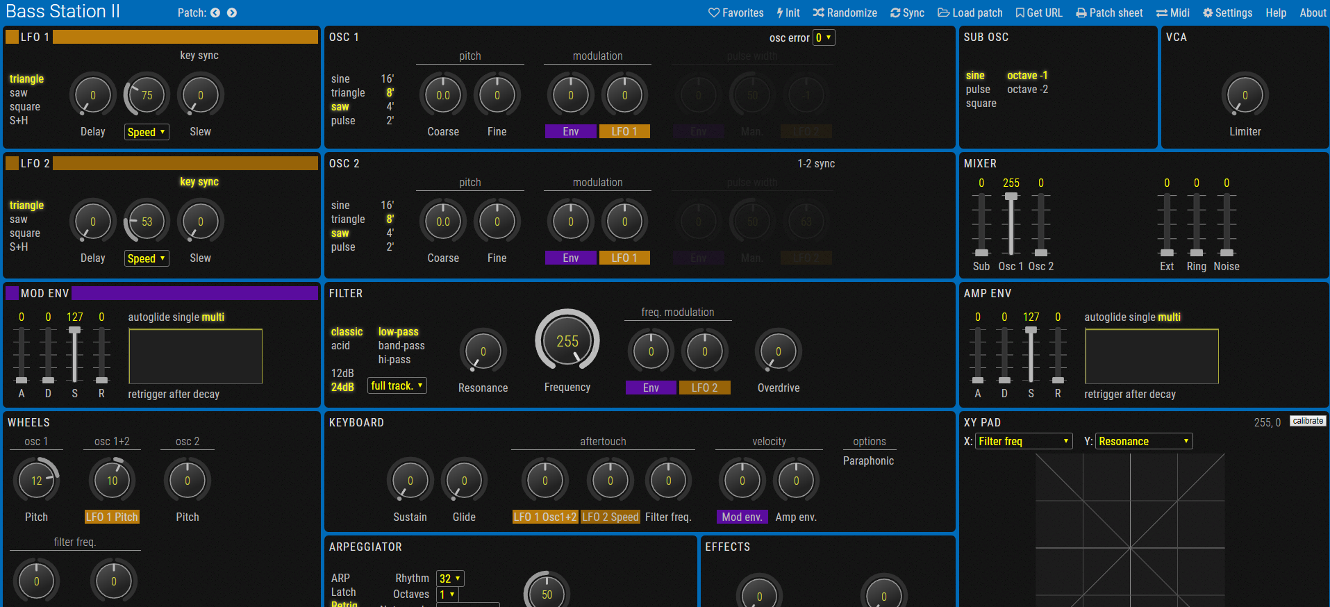 WEB Editor Bass Station 2